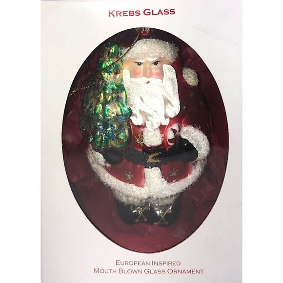 Vintage Krebs Hand Blown Glass Santa Christmas Ornament - Picture 2 of 7